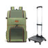 Green Double Layer Pet Backpack and Trolley Carrier - Foldable Large Capacity Design, Breathable Mesh Window, Zipper Access, Fixing Attachment and Organised Side Storage for Travel and Vet Visits