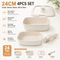 4 Piece Detachable Nonstick Aluminium Alloy Cookware Set (Dia 24CM) - Stackable Frying Pan and Saucepan with Silicone Glass Lid & Heat-Resistant Handle, Fast Heating and Easy Clean for Home and Travel