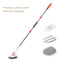 5-piece(Three-section pole+stiff brush+ base plate+fiber cloth+scouring pad) Long Handle Bathroom Floor Scrub Brush  - 180° Rotating Angle, Stainless Steel Pole, Corner Cleaning Design for Tiles, Grout, Bathtub, Shower - Heavy Duty Cleaning Tool