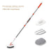 5-piece(Three-section pole+stiff brush+ base plate+fiber cloth+scouring pad) Long Handle Bathroom Floor Scrub Brush  - 180° Rotating Angle, Stainless Steel Pole, Corner Cleaning Design for Tiles, Grout, Bathtub, Shower - Heavy Duty Cleaning Tool