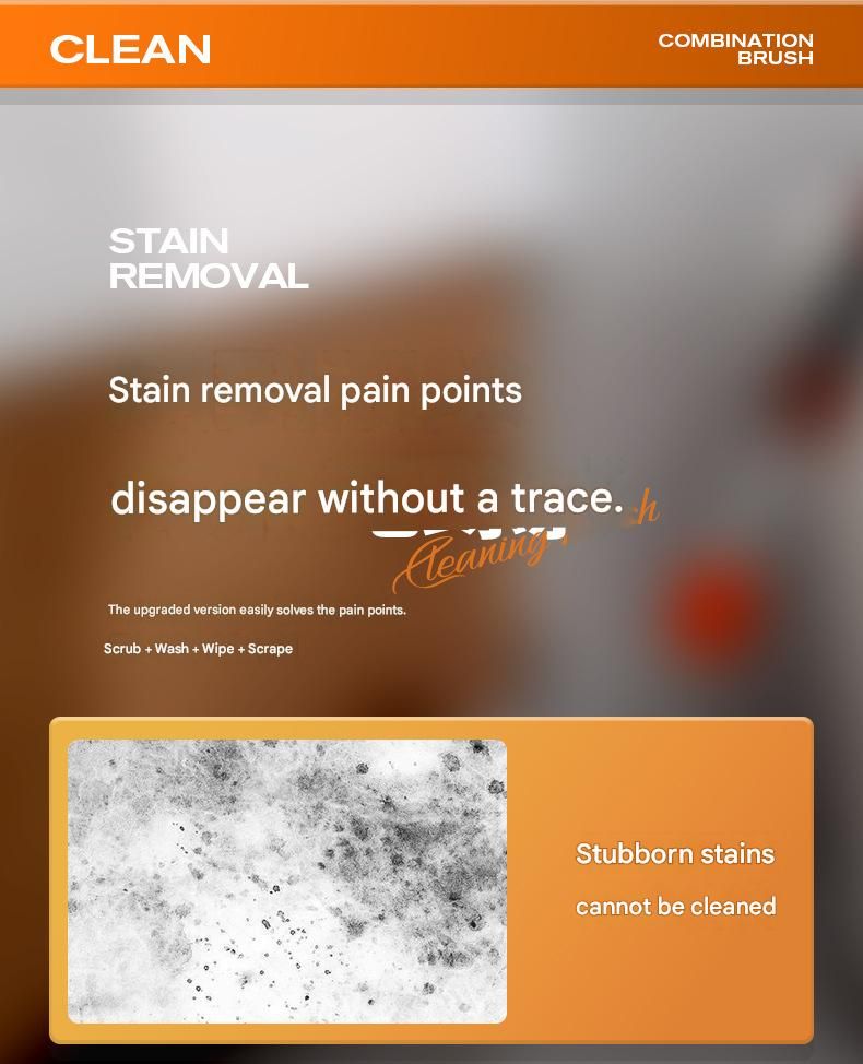 5-piece(Three-section pole+stiff brush+ base plate+fiber cloth+scouring pad) Long Handle Bathroom Floor Scrub Brush  - 180° Rotating Angle, Stainless Steel Pole, Corner Cleaning Design for Tiles, Grout, Bathtub, Shower - Heavy Duty Cleaning Tool