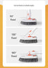 5-piece(Three-section pole+stiff brush+ base plate+fiber cloth+scouring pad) Long Handle Bathroom Floor Scrub Brush  - 180° Rotating Angle, Stainless Steel Pole, Corner Cleaning Design for Tiles, Grout, Bathtub, Shower - Heavy Duty Cleaning Tool