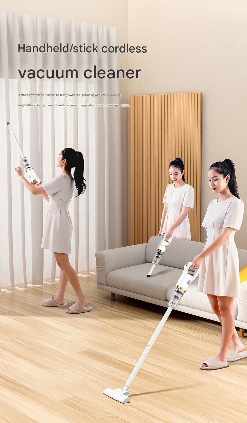 White Cordless Handheld Vacuum Cleaner - 8500Pa Powerful Suction, 700mL Dust Cup, USB Rechargeable with 2000mAh Battery, 3 Brush Heads, 2 Extension Rods, Lightweight Stick Vacuum for Home, Car, Pet Hair, Carpet and Hardwood Floor Cleaning