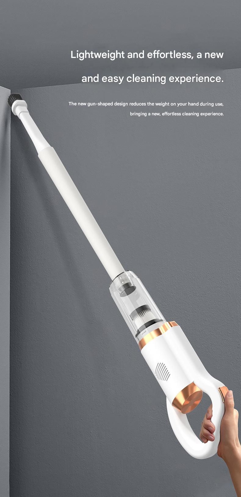 White Cordless Handheld Vacuum Cleaner - 8500Pa Powerful Suction, 700mL Dust Cup, USB Rechargeable with 2000mAh Battery, 3 Brush Heads, 2 Extension Rods, Lightweight Stick Vacuum for Home, Car, Pet Hair, Carpet and Hardwood Floor Cleaning
