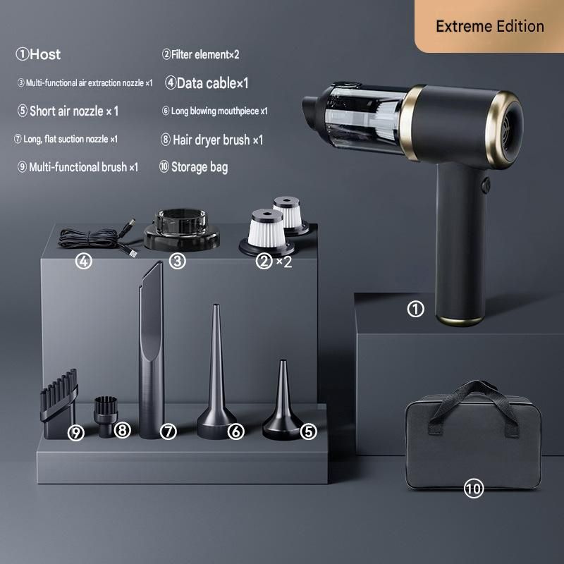 Black Handheld Cordless set   Vacuum Cleaner Air Duster 4-in-1 Mini Vacuum Blower Rechargeable Portable Auto Home Cleaning Tool with Storage Case