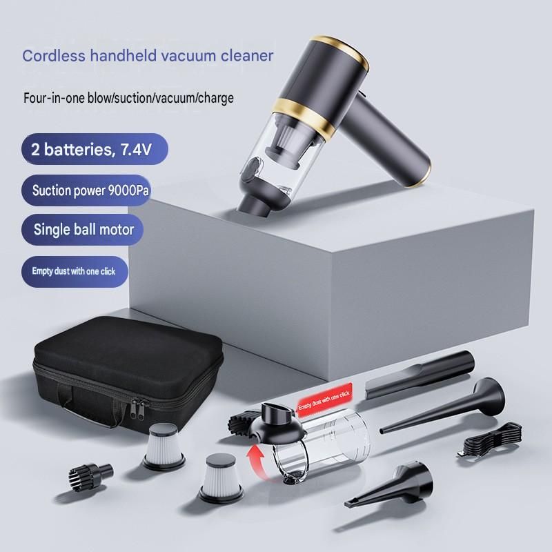 Black Handheld Cordless set   Vacuum Cleaner Air Duster 4-in-1 Mini Vacuum Blower Rechargeable Portable Auto Home Cleaning Tool with Storage Case