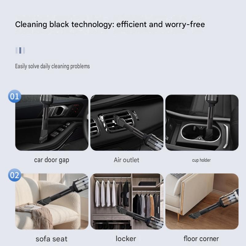 Black Handheld Cordless  Vacuum Cleaner Air Duster 4-in-1 Mini Vacuum Blower Rechargeable Portable Auto Home Cleaning Tool