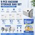 Portable Cordless Handheld Vacuum Cleaner & 9-piece Vacuum Storage Bag Set, 4-in-1 Air Duster, Vacuum Pump and Suction Cleaner with Reusable Compression Bags for Home and Travel