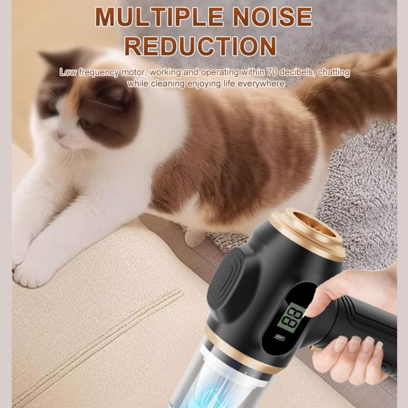 8-piece Black Handheld Cordless Vacuum Cleaner & Air Duster 2-in-1(2 x 2000mAh), Portable Car and Home Cleaning Vacuum with Digital Display