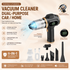 8-piece  Black Handheld Cordless Vacuum Cleaner & Air Duster 2-in-1(2 x 1500mAh), Portable Car and Home Cleaning Vacuum with Digital Display
