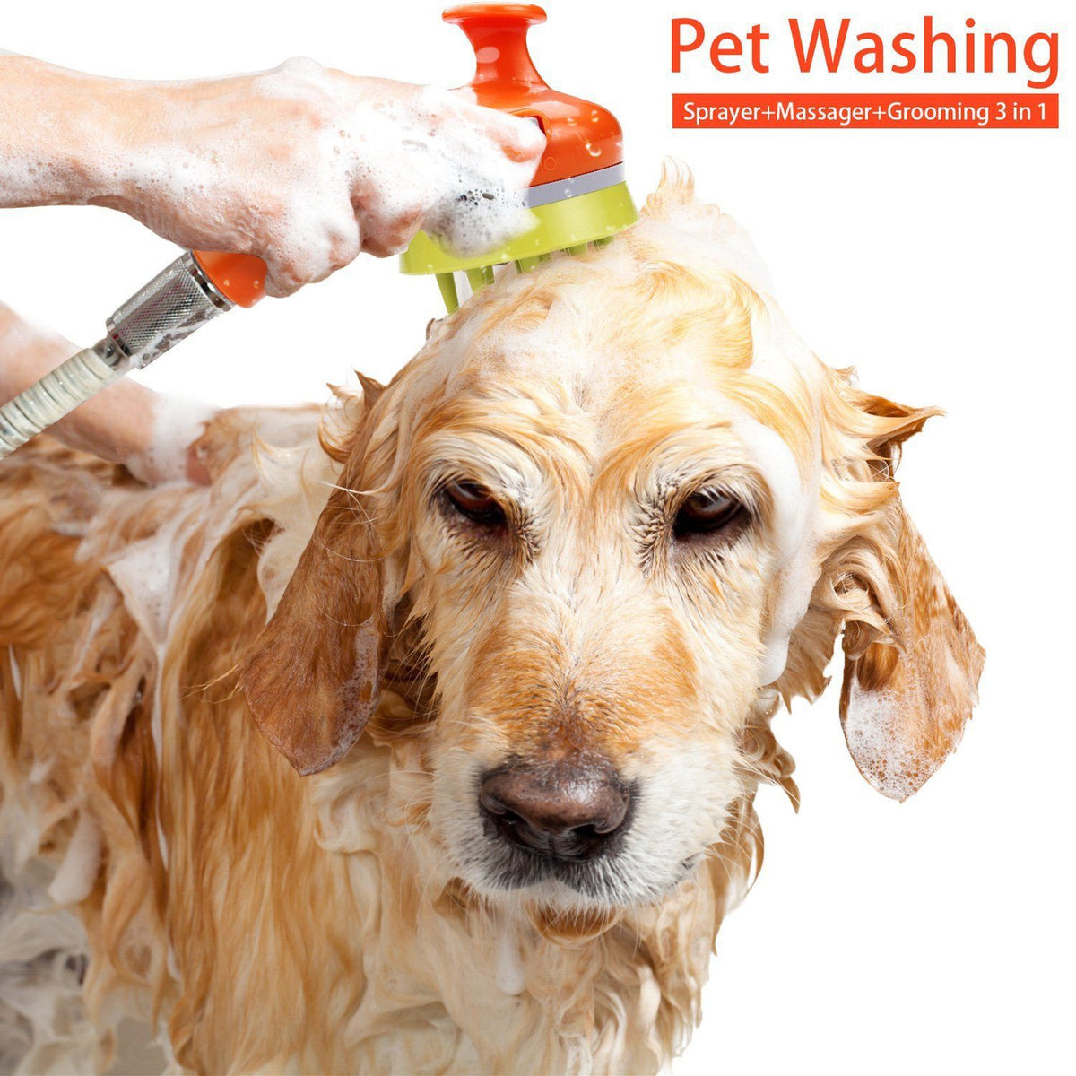 3-piece Pet Grooming Bathing Kit with 2 pack Pink Pet Drying Glove Towel and White Pet Shower Sprayer Brush Set - Coral Fleece Quick Dry Absorbent Cleaning Towel, Water Control Bath Tool for Dogs and Cats