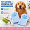 3-piece Pet Grooming Bathing Kit with 2 pack Blue Pet Drying Glove Towel and White Pet Shower Sprayer Brush Set - Coral Fleece Quick Dry Absorbent Cleaning Towel, Water Control Bath Tool for Dogs and Cats