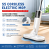 S5 White  Cordless Electric Spin Mop with Spray Function USB Rechargeable Floor Cleaner - Dual Rotating Mop Heads, Wet and Dry Cleaning, Lightweight Home Cleaning Solution for Hard Floors