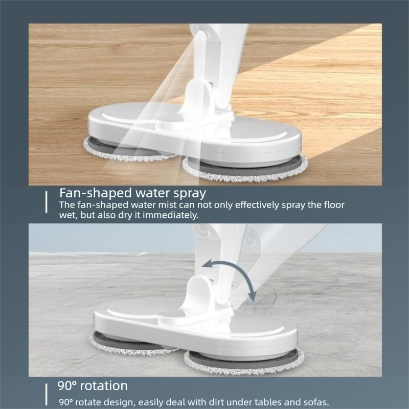 S5 Green  Cordless Electric Spin Mop with Spray Function USB Rechargeable Floor Cleaner - Dual Rotating Mop Heads, Wet and Dry Cleaning, Lightweight Home Cleaning Solution for Hard Floors