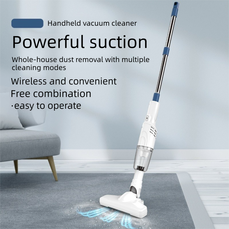 White Cordless Handheld Vacuum Cleaner with Extension Wand -  Wireless Home, Car and Pet Hair Vacuum, USB Rechargeable Lightweight Dust Mite Cleaner