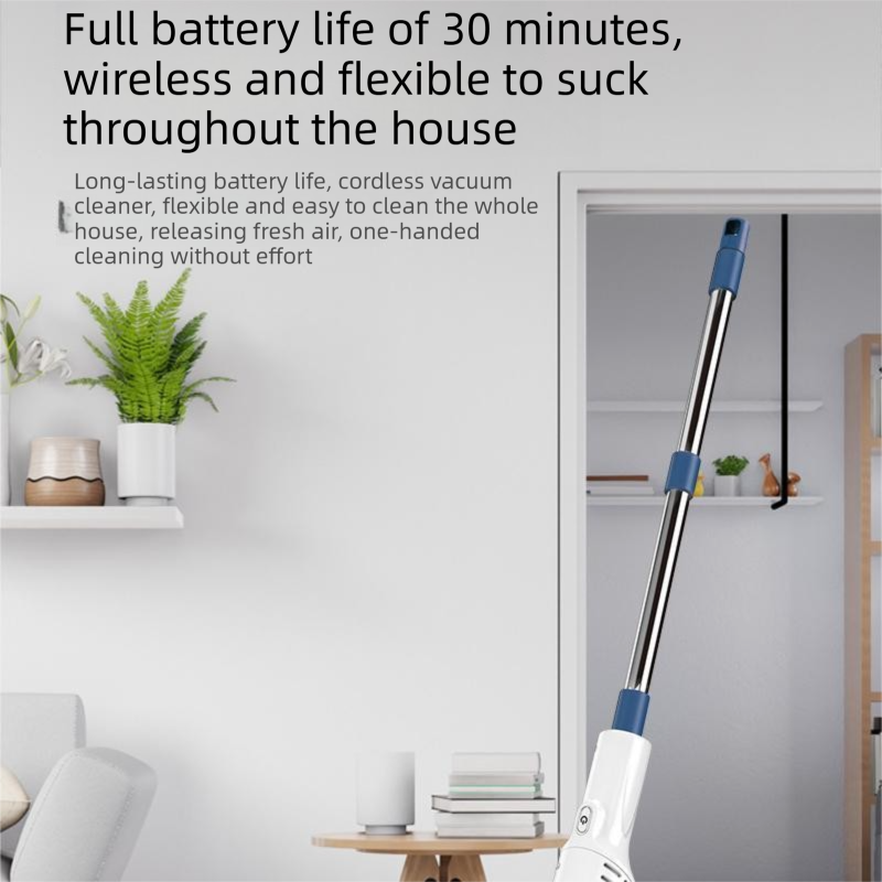 White Cordless Handheld Vacuum Cleaner with Extension Wand -  Wireless Home, Car and Pet Hair Vacuum, USB Rechargeable Lightweight Dust Mite Cleaner