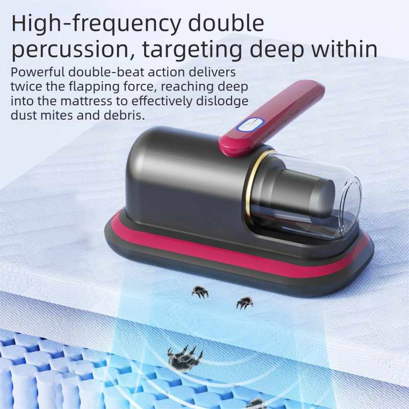 2-piece Home Cleaning  Bundle - Red UV Mattress Mite Vacuum Cleaner & White Cordless Handheld Stick Vacuum Set, Wireless Rechargeable Home Car Pet Hair Cleaning Kit