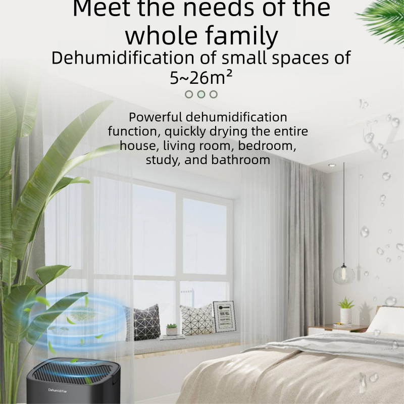 White Mini Quiet Dehumidifier for Bedroom - 1000ml Water Tank Portable Home Moisture Absorber with Air Purification Filter, RGB Night Light and Auto Shut-Off