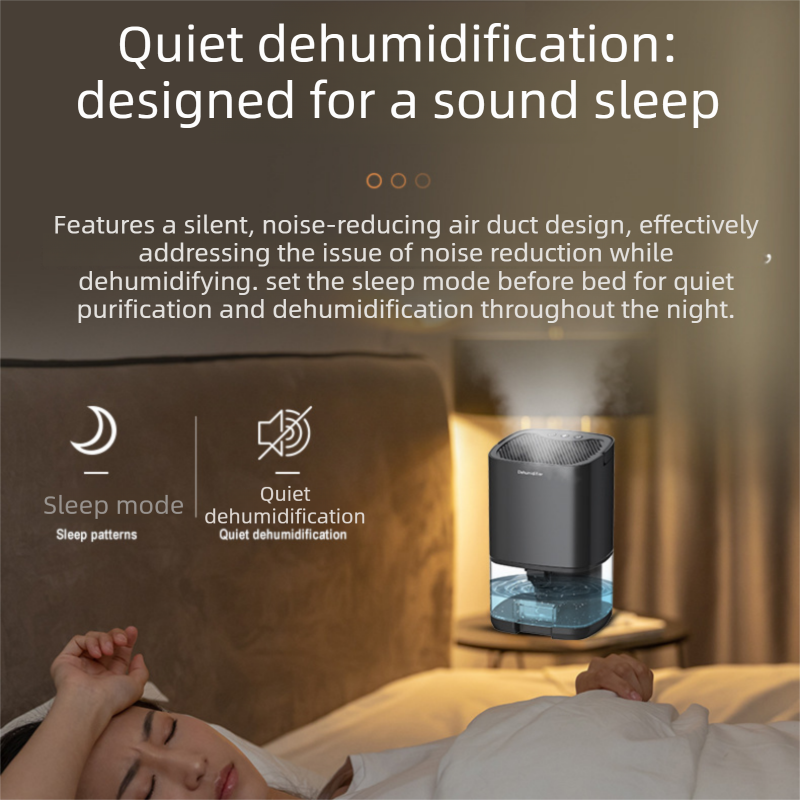 White Mini Quiet Dehumidifier for Bedroom - 1000ml Water Tank Portable Home Moisture Absorber with Air Purification Filter, RGB Night Light and Auto Shut-Off