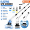 White 9 piece replaceable cleaning brush heads Electric Spin Scrubber with Extendable Handle - Cordless Rechargeable Cleaning Brush for Kitchen, Bathroom and Floors - IPX6 Waterproof, 2-Speed Motor, Long Battery Life