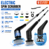 Black 9 piece replaceable cleaning brush heads Electric Spin Scrubber with Extendable Handle - Cordless Rechargeable Cleaning Brush for Kitchen, Bathroom and Floors - IPX6 Waterproof, 2-Speed Motor, Long Battery Life