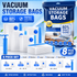 8-piece Vacuum Storage Bags Set(2 small, 2 medium, 2 large, 1 extra large, 1 hand pump)- Heavy Duty Space Saving Compression Bags for Clothes Quilts Bedding Moisture Proof Wardrobe Organisation Travel Storage Reusable Durable Seal