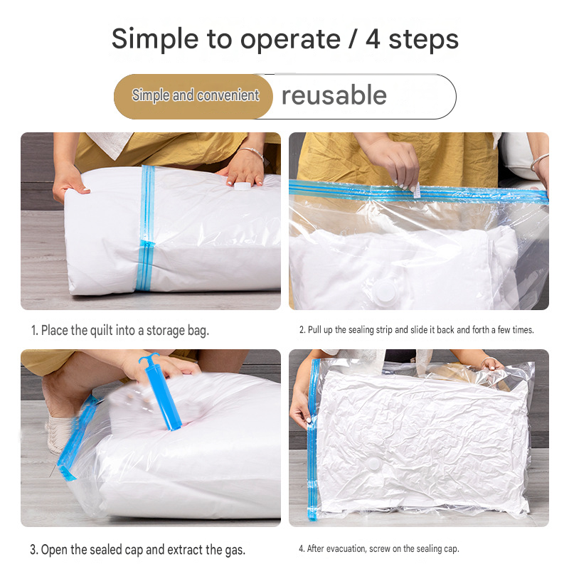9-piece Vacuum Storage Bags Set(3 medium, 3 large, 2 extra large, 1 hand pump)- Heavy Duty Space Saving Compression Bags for Clothes Quilts Bedding Moisture Proof Wardrobe Organisation Travel Storage Reusable Durable Seal