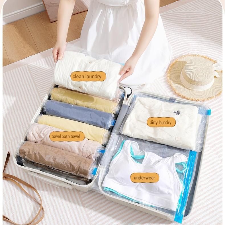 12-piece Vacuum Storage Bags Set(4 medium, 4 large, 3 extra large, 1 hand pump)- Heavy Duty Space Saving Compression Bags for Clothes Quilts Bedding Moisture Proof Wardrobe Organisation Travel Storage Reusable Durable Seal