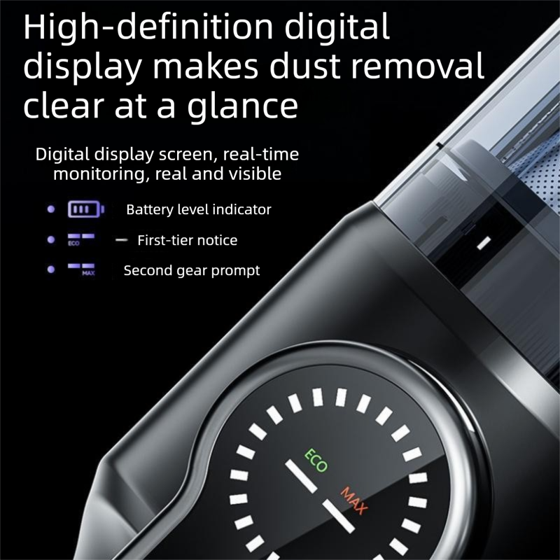 Black and Grey Cordless Handheld Vacuum Cleaner 17000Pa High Suction Portable Rechargeable 5 in 1 Car Home Cleaning Device Multi Function Dust Removal Tool Lightweight Easy Clean ECO MAX Modes