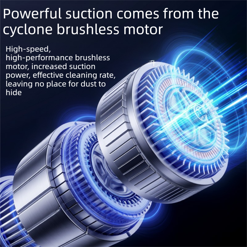 Silver and Orange Cordless Handheld Vacuum Cleaner 17000Pa High Suction Portable Rechargeable 5 in 1 Car Home Cleaning Device Multi Function Dust Removal Tool Lightweight Easy Clean ECO MAX Modes