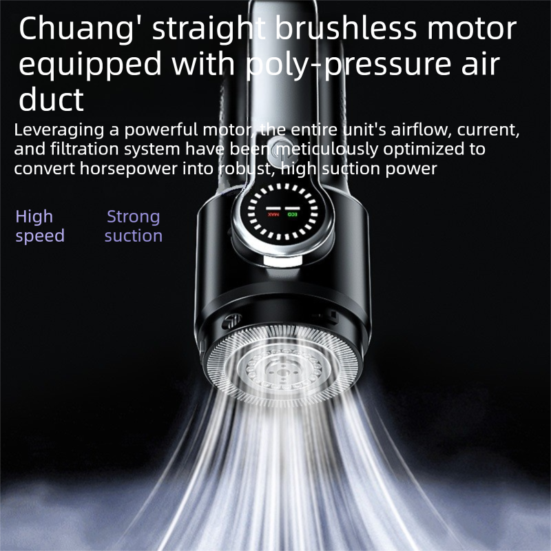 Silver and Orange Cordless Handheld Vacuum Cleaner 17000Pa High Suction Portable Rechargeable 5 in 1 Car Home Cleaning Device Multi Function Dust Removal Tool Lightweight Easy Clean ECO MAX Modes