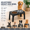 Black Adjustable Elevated Dog Bowl Stand with Stainless Steel Double Bowls, Foldable Raised Pet Feeding Station for Medium & Large Dogs, Anti-Slip Height Adjustable Food and Water Feeder
