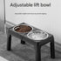 Black Adjustable Elevated Dog Bowl Stand with Stainless Steel Double Bowls, Foldable Raised Pet Feeding Station for Medium & Large Dogs, Anti-Slip Height Adjustable Food and Water Feeder
