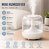 White 650ML USB Mini Humidifier with Aromatherapy Function, Cool Mist Air Humidifier for Bedroom, Home Office, Quiet Large Mist Output Diffuser with Night Light
