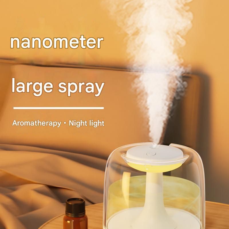 White 650ML USB Mini Humidifier with Aromatherapy Function, Cool Mist Air Humidifier for Bedroom, Home Office, Quiet Large Mist Output Diffuser with Night Light