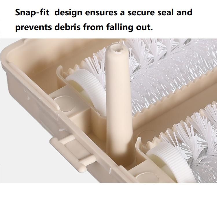 Purple Double Roller Cleaning Brush - PP Material, Sealed Dustpan Design with Detachable Rollers - Lightweight Carpet Sofa Bed Sweeper for Pet Hair and Crumbs