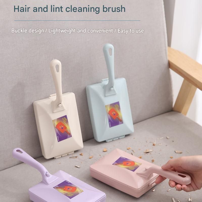 Pink Double Roller Cleaning Brush - PP Material, Sealed Dustpan Design with Detachable Rollers - Lightweight Carpet Sofa Bed Sweeper for Pet Hair and Crumbs