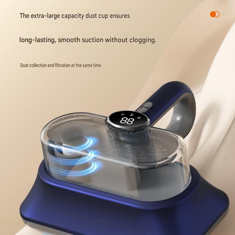 White Cordless UV-C Mite Remover Vacuum - 400ml Dust Cup, High-Frequency Tapping, Ergonomic Handle, Deep Cleaning for Bedding carpet Sofa Pet Hair