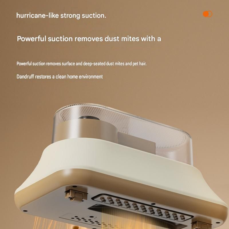White Cordless UV-C Mite Remover Vacuum - 400ml Dust Cup, High-Frequency Tapping, Ergonomic Handle, Deep Cleaning for Bedding carpet Sofa Pet Hair