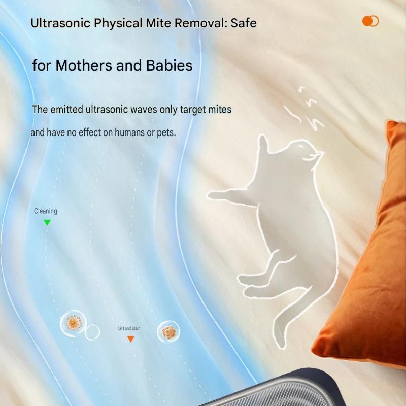 Blue Cordless UV-C Mite Remover Vacuum - 400ml Dust Cup, High-Frequency Tapping, Ergonomic Handle, Deep Cleaning for Bedding carpet Sofa Pet Hair