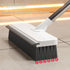 White Long Handle Floor Scrubber Brush - Stainless Steel and PP with Silicone Squeegee, 125cm Length, for Bathroom Tile Grout and Carpet Cleaning