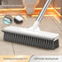 White Long Handle Floor Scrubber Brush - Stainless Steel and PP with Silicone Squeegee, 125cm Length, for Bathroom Tile Grout and Carpet Cleaning