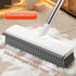 White Long Handle Floor Scrubber Brush - Stainless Steel and PP with Silicone Squeegee, 125cm Length, for Bathroom Tile Grout and Carpet Cleaning