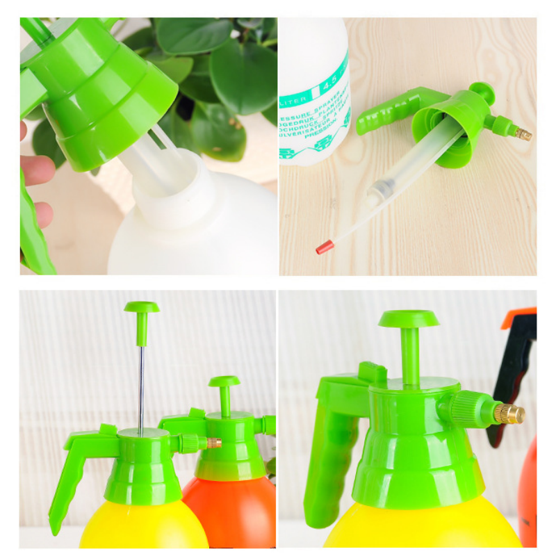 3L Orange Pressure Sprayer - PP Plastic Garden Watering Can with Adjustable Brass Nozzle, Hand Pump for Plants and Home Cleaning