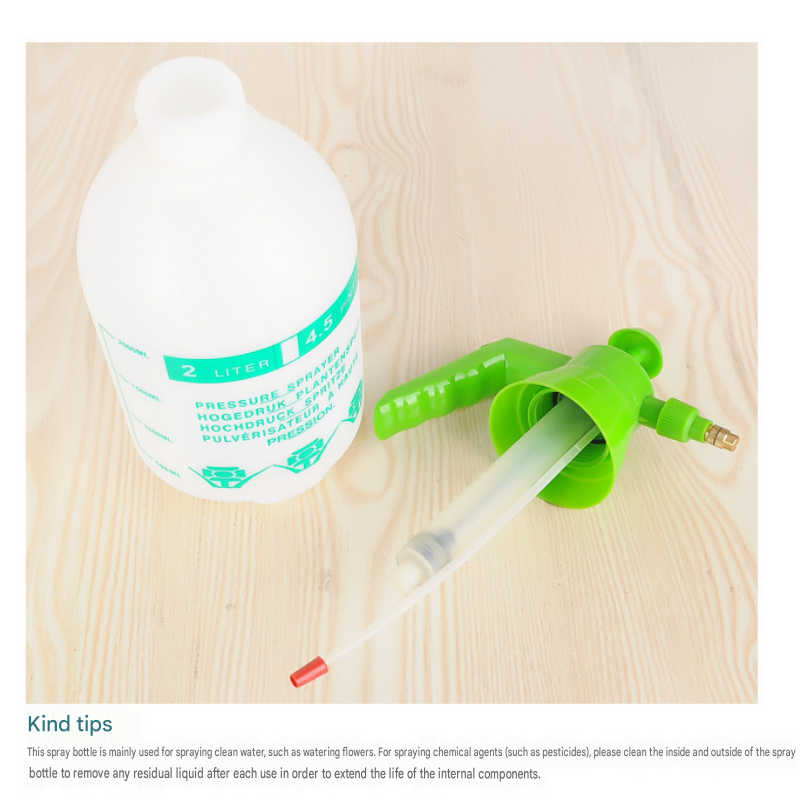 2L Orange Pressure Sprayer - PP Plastic Garden Watering Can with Adjustable Brass Nozzle, Hand Pump for Plants and Home Cleaning