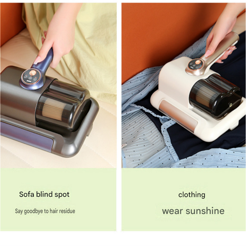Visualized dust box White Wireless UV Mite Remover Vacuum - 10000Pa Strong Suction, High Frequency Tapping, Washable HEPA Filter, Carpet Mite Remover，Lightweight Handheld Cleaner for Bed Sofa Pet Hair