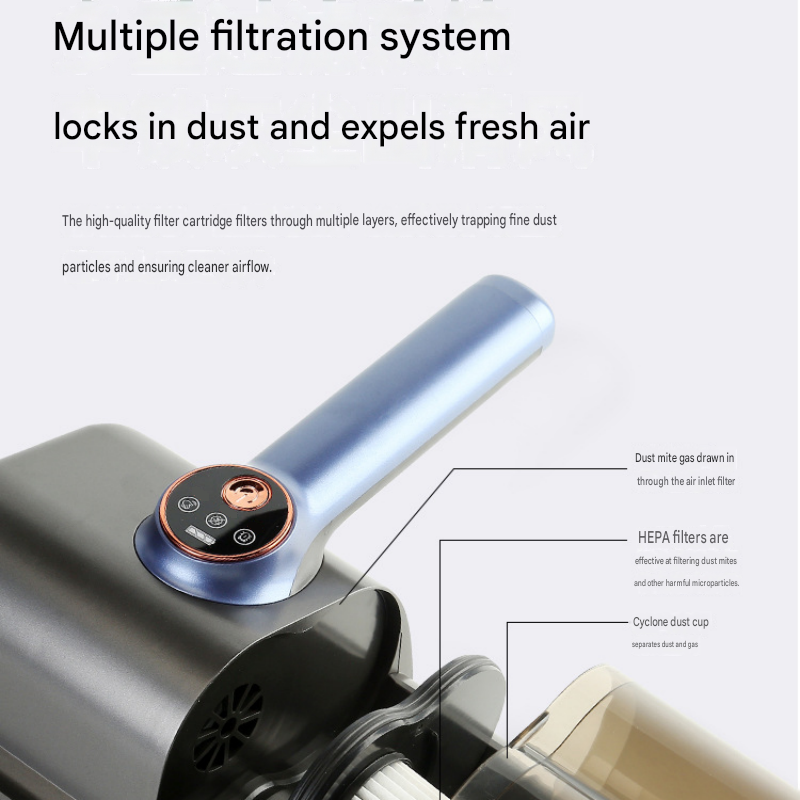 Visualized dust box White Wireless UV Mite Remover Vacuum - 10000Pa Strong Suction, High Frequency Tapping, Washable HEPA Filter, Carpet Mite Remover，Lightweight Handheld Cleaner for Bed Sofa Pet Hair