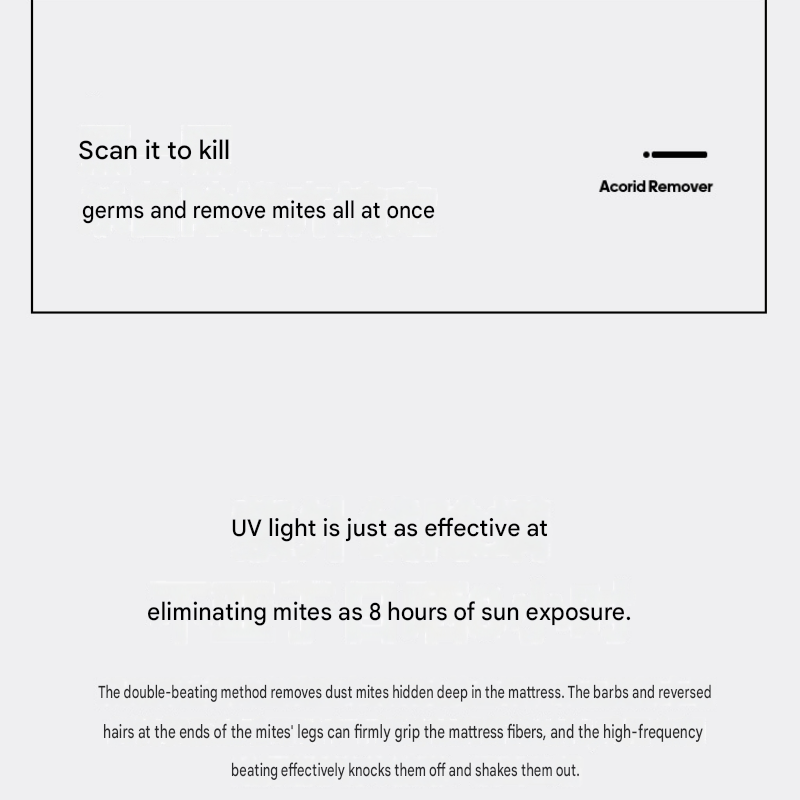 Visualized dust box Black Wireless UV Mite Remover Vacuum - 10000Pa Strong Suction, High Frequency Tapping, Washable HEPA Filter, Carpet Mite Remover，Lightweight Handheld Cleaner for Bed Sofa Pet Hair
