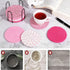 Pink series 8 Piece Handmade Braided Cotton Coasters Set with Holder 4.3 Inch Round Absorbent Drink Coasters Heat Resistant Table Protection Cup Mats for Home Kitchen