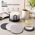 Gray tones 8 Piece Handmade Braided Cotton Coasters Set with Holder 4.3 Inch Round Absorbent Drink Coasters Heat Resistant Table Protection Cup Mats for Home Kitchen